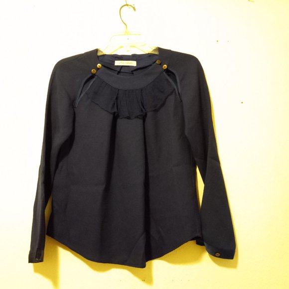 100% Silk Ruffle Neck Blouse Designer Girly Romantic Feminine Frenchgirl Size 0 - Picture 3 of 15